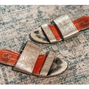 CHARLOTTE OLYMPIA Gold Crinkle Sandals